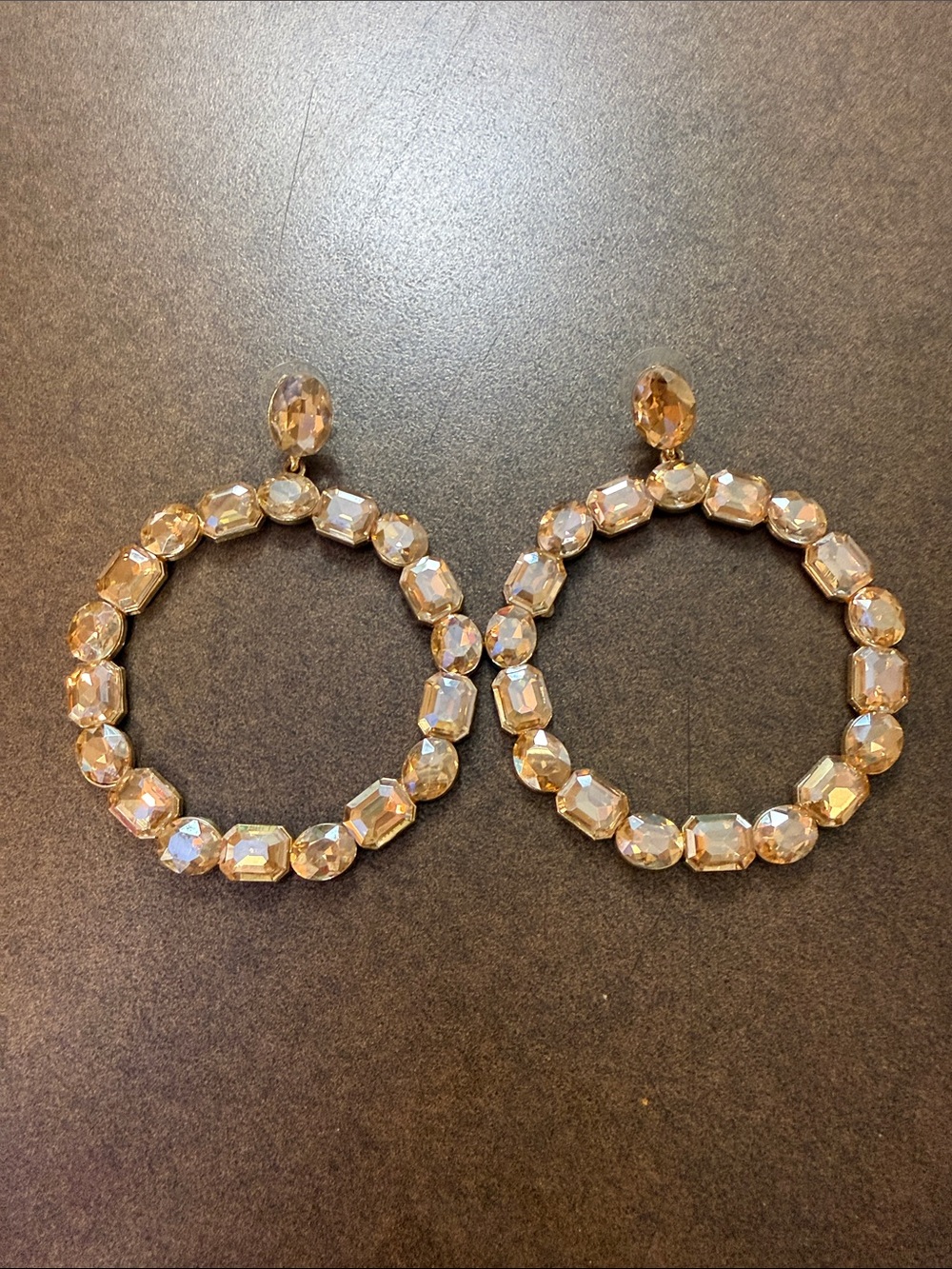 Gold Crystal Hoop Drop Earrings - Women Jewelry